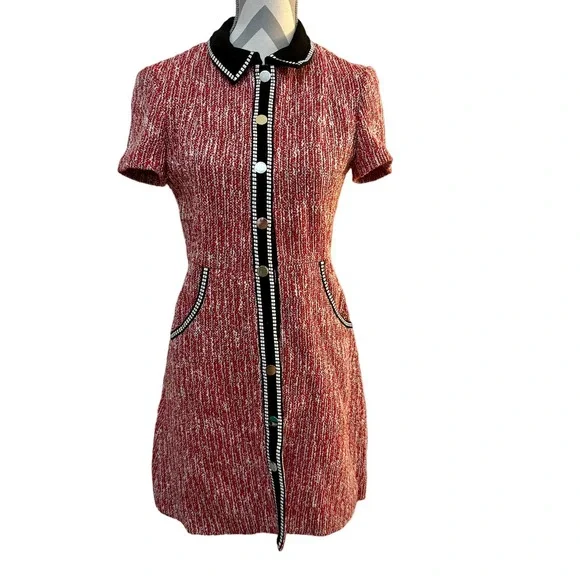 Maje Red and Black Mini Dress - Picture 2 of 14